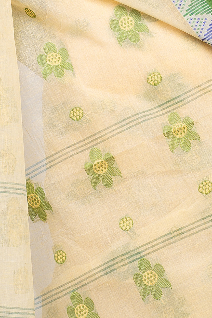 Green Pure Cotton Palasful Tant Saree (896)